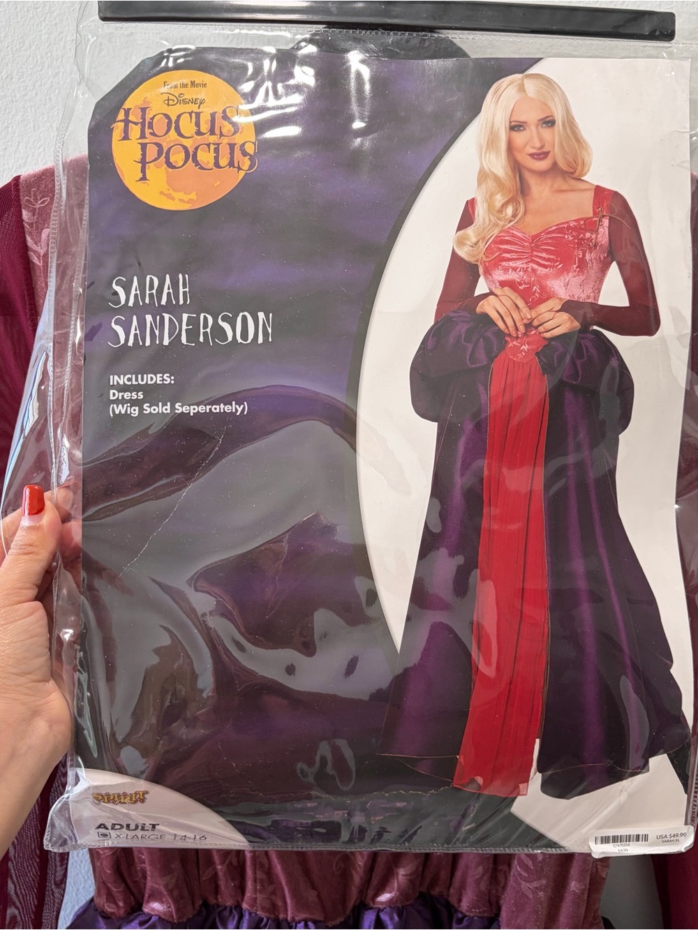 Disney Hocus Pocus Sarah Sanderson Halloween Costume Dress XL 14-16